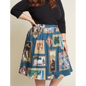 EUC Modcloth Skirt in Cats Dogs Portraits 1X